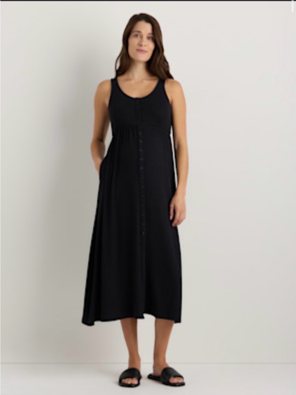 Bamboo Rib Maternity Button Front Dress